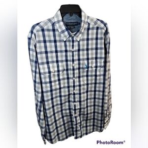 U.S.Polo XL Blue and grey plaid L/S Dress shirt